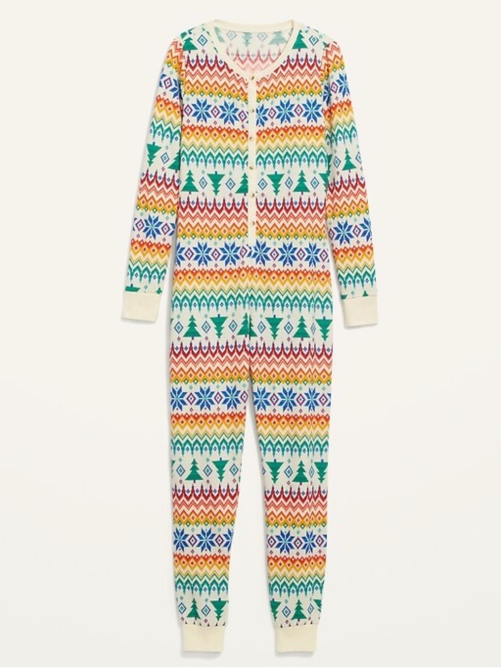 Old Navy Women XXL rainbow Fair Isle Pajamas Long Underwear Romper Pride cotton